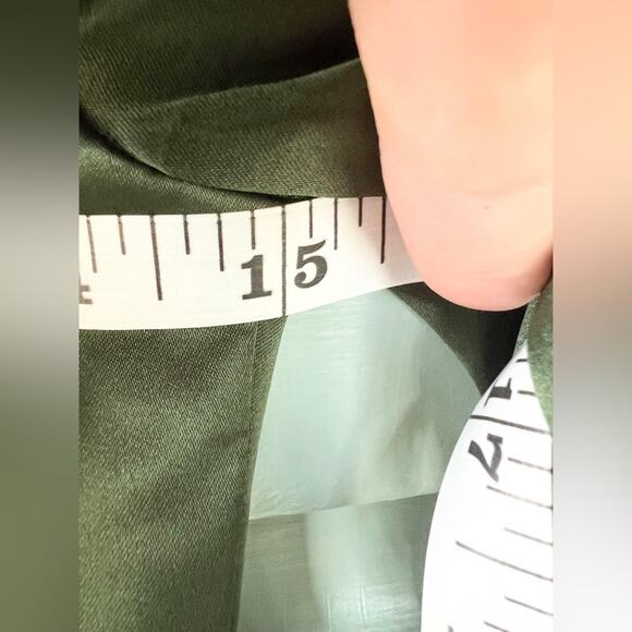 MAJORELLE revolve Etta Mini Dress Autumn Green Satin wedding puff sleeve fall - Picture 12 of 12